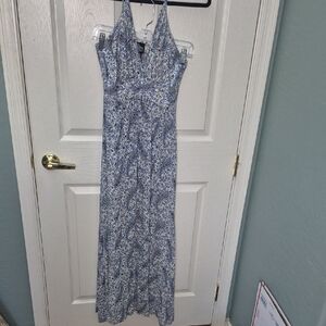 Angie Blue and White Floral Maxi Dress